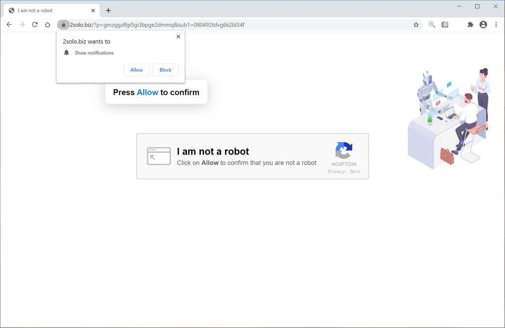Remove 2solo.biz pop-up ads (Virus Removal Guide) 1 Image: Chrome browser is redirected to 2solo.biz
