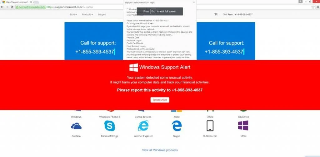 Microsoft Spyware Alert Voice Scam virus