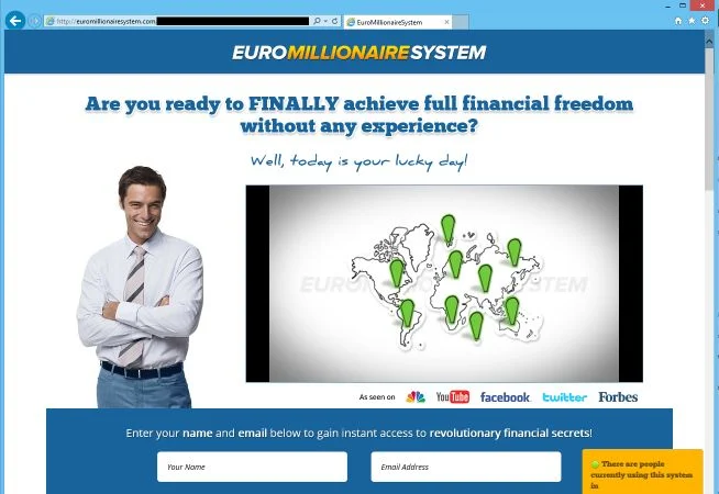 Euromillionairesystem.com pop-up ads Euromillionairesystem.com virus