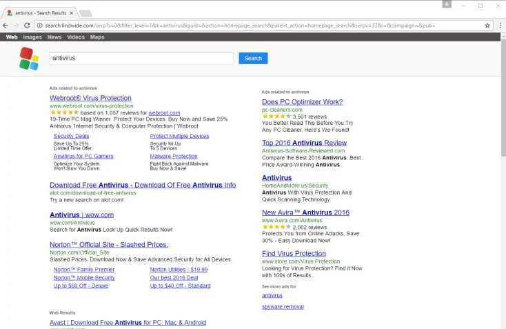 Search.findwide.com homepage