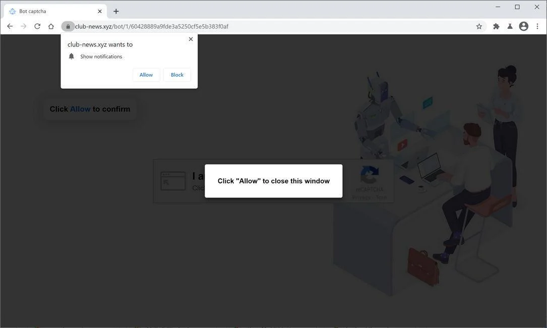 Remove Club-news.xyz pop-up ads (Virus Removal Guide) 1 Image: Chrome browser is redirected to Club-news.xyz