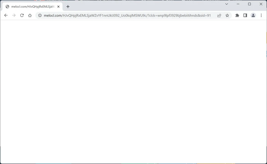 Image: Chrome browser is redirected to Melocl.com