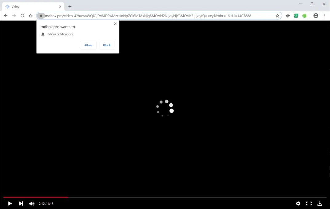 Image: Chrome browser is redirected to Mdhok.pro