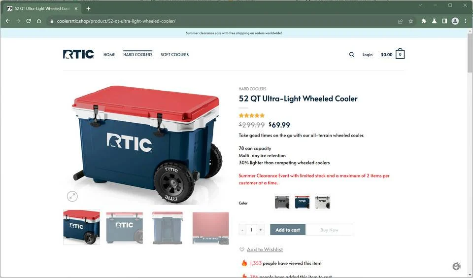 CoolersRtic.Shop Scam Store: A Fake RTIC Website 1 Coolersrtic.Shop Scam