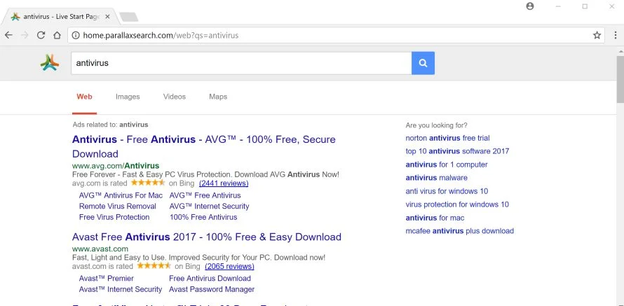 home.parallaxsearch.com redirect virus