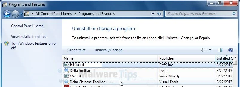 [Image: Uninstall BitGuard from Windows]