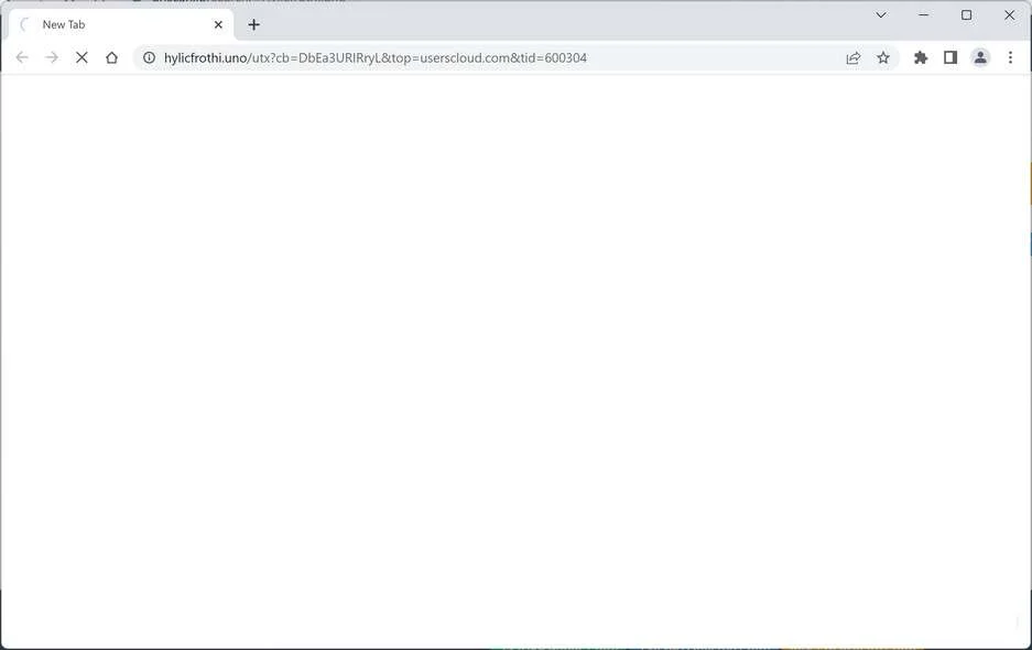 Image: Chrome browser is redirected to the Hylicfrothi.uno site