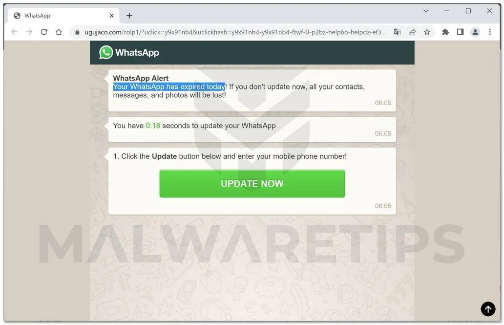 Image: Your WhatsApp has expired today Scam
