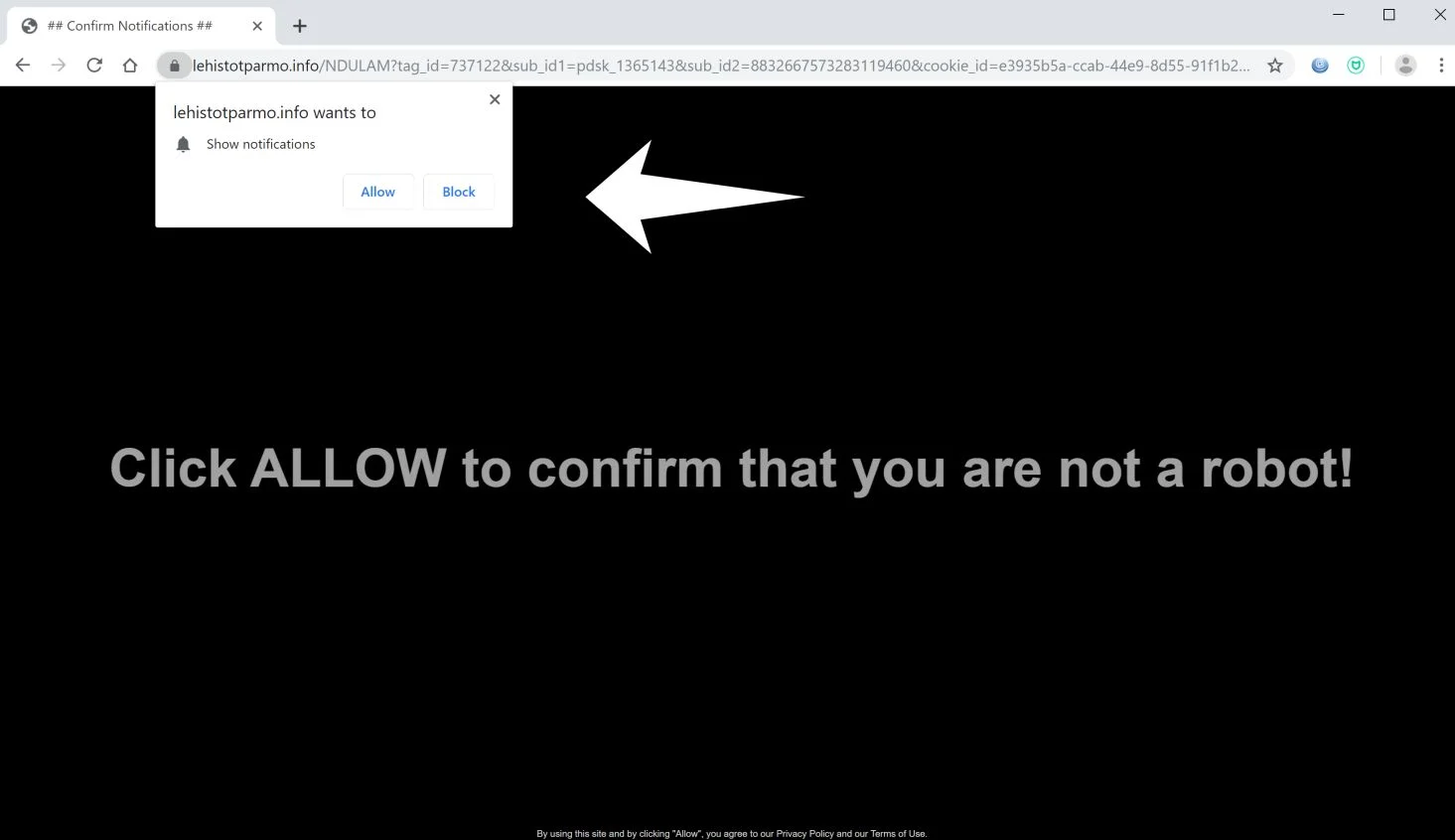 Image: Chrome browser is redirected to Lehistotparmo.info