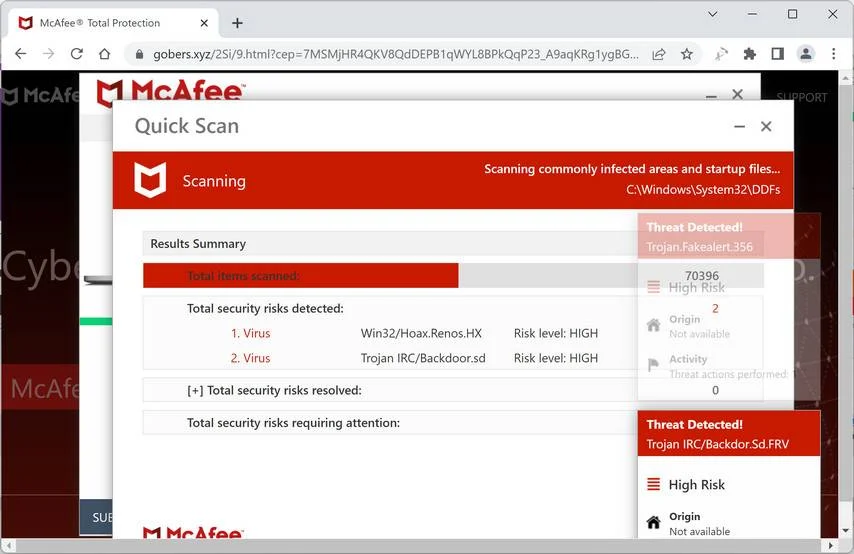Image: Spyware Virus Has Been Found On Your PC Pop-up Scam