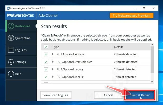 Clean & Restart Click Clean to remove Turbowinners.com browser hijacker