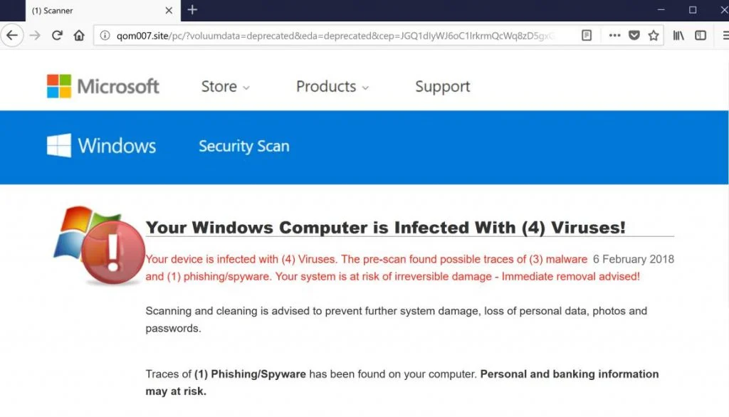 Remove "Your Windows Computer is Infected With (4) Viruses!" Scam 1 Your Windows Computer is Infected With (4) Viruses Scam Alerts