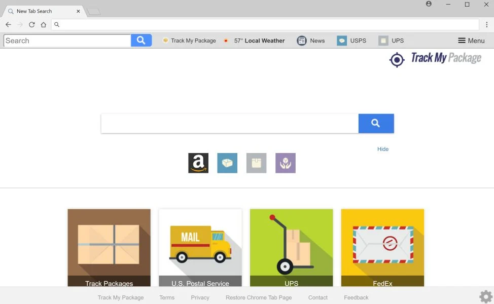 Track My Package New Tab Search redirect
