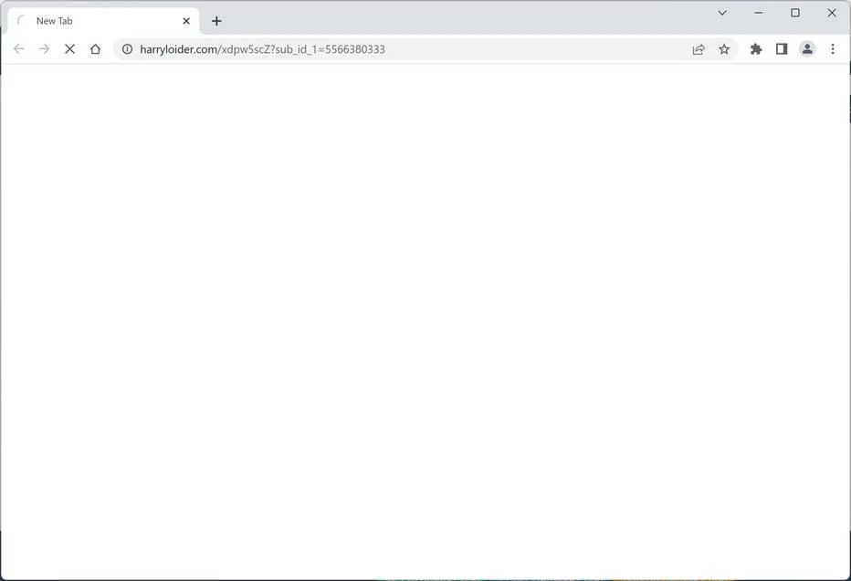 Image: Chrome browser is redirected to Harryloider.com