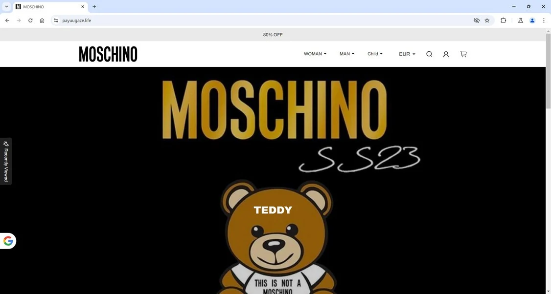 Payuugaze.life Scam Store: A Fake MOSCHINO Website 1 Payuugaze.life scam