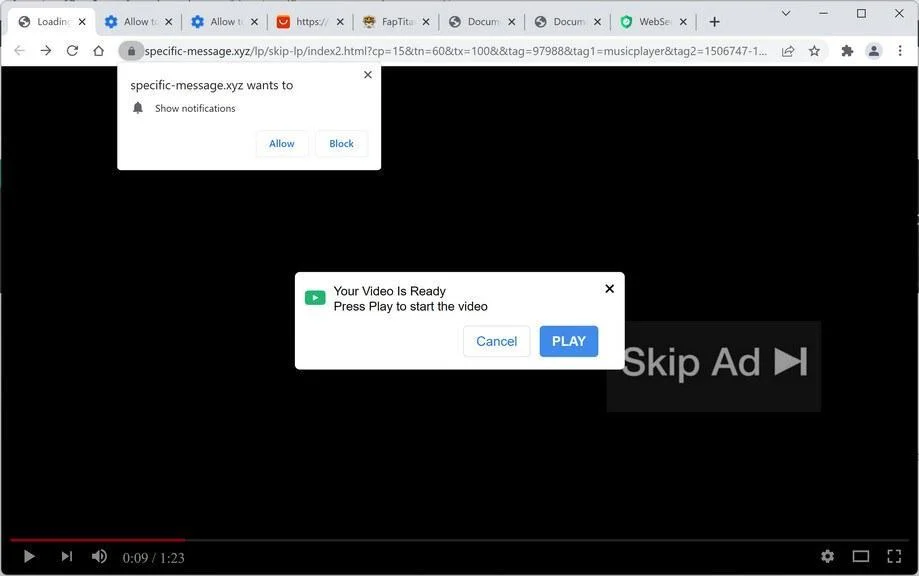 Remove Specific-message.xyz Pop-up Ads (Virus Removal Guide) 1 Image: Chrome browser is redirected to Specific-message.xyz