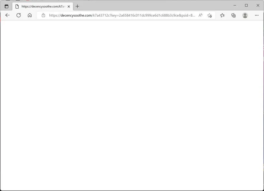 Image: Chrome browser is redirected to Decencysoothe.com