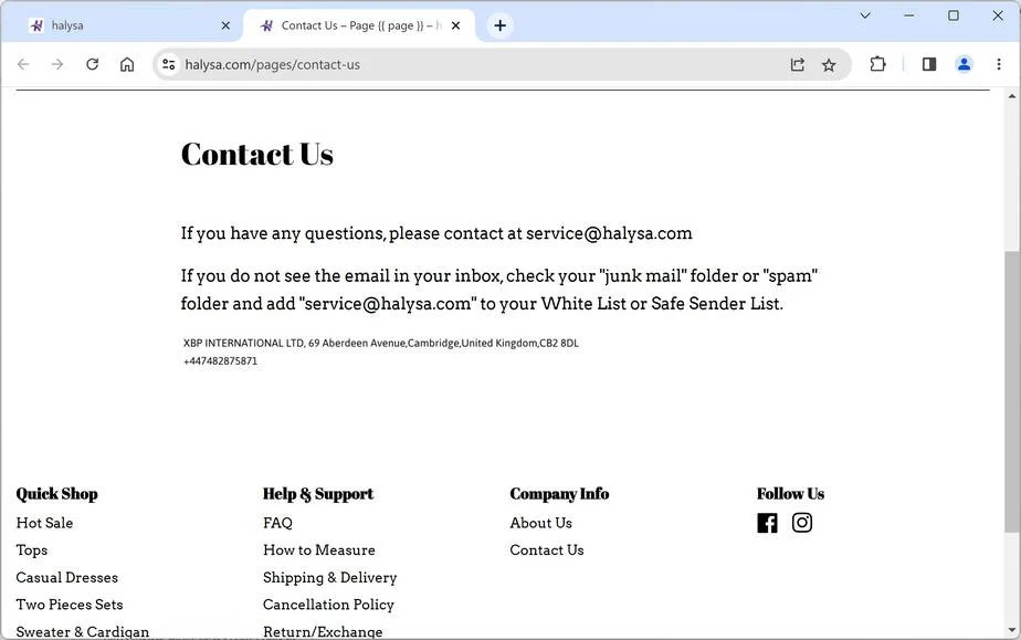 Halysa.com ad