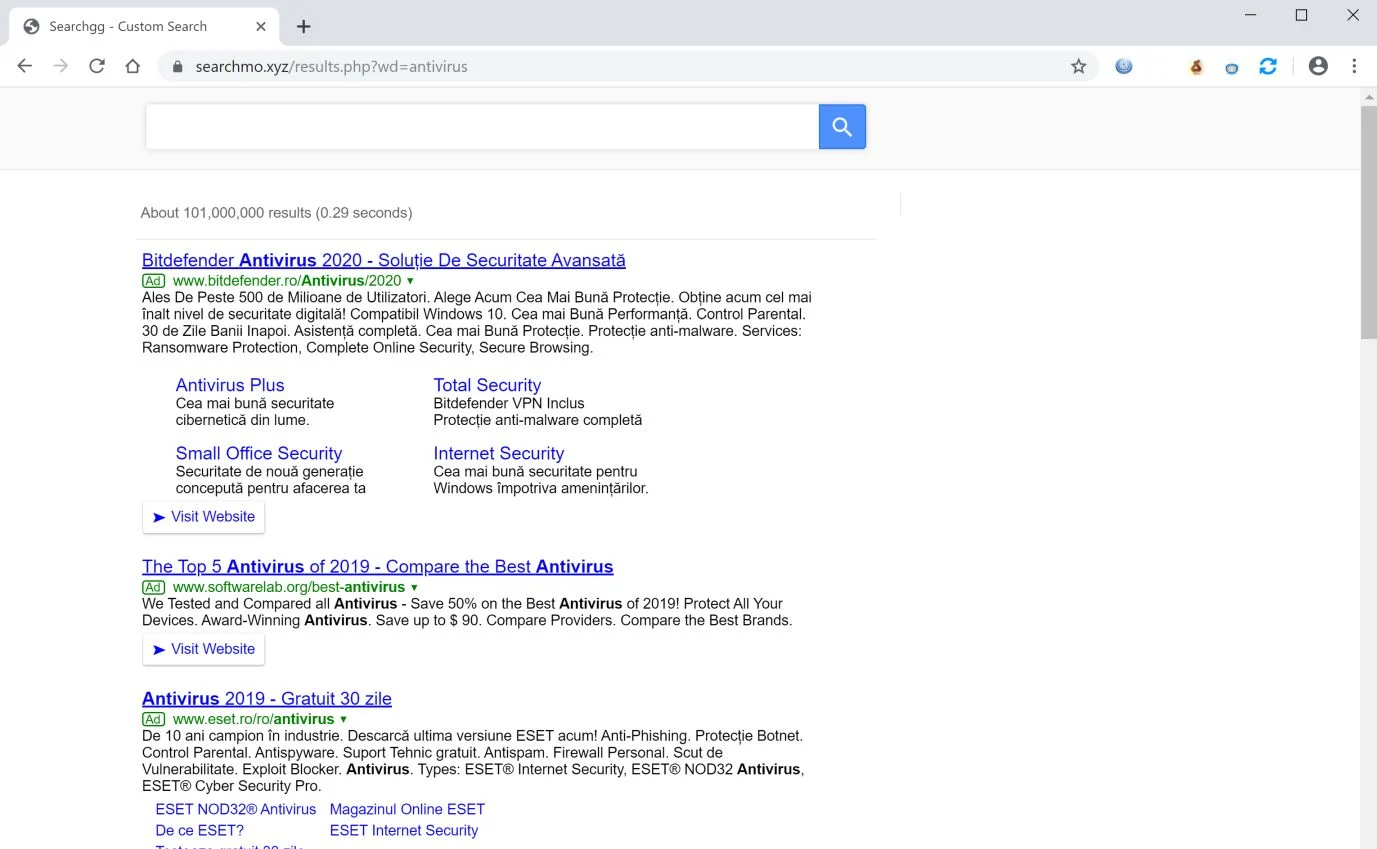 How to remove Searchmo.xyz redirect (Virus Removal Guide) 1 Image: Google Chrome is redirected to Searchmo.xyz
