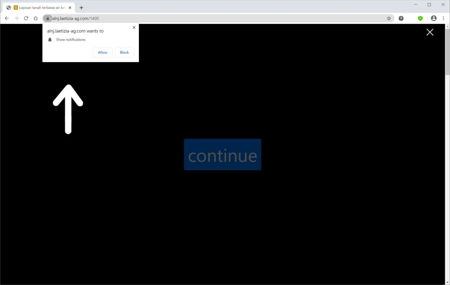 Image: Chrome browser is redirected to Laetizia-ag.com