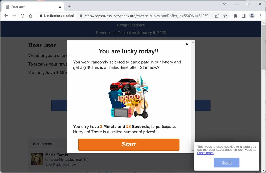 Image: Sweepstakessurveytoday.org Fake Amazon Survey