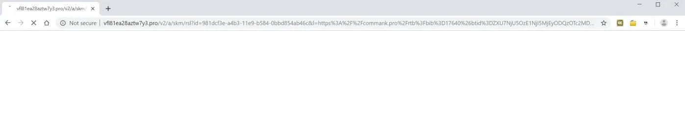 Image: Chrome browser is redirected to Vfl81ea28aztw7y3.pro