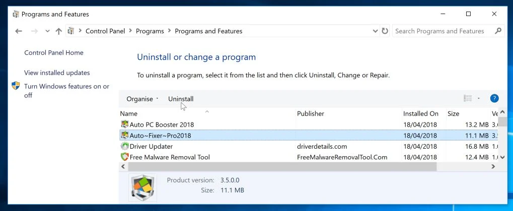 Uninstall Win Speedup 2018 program