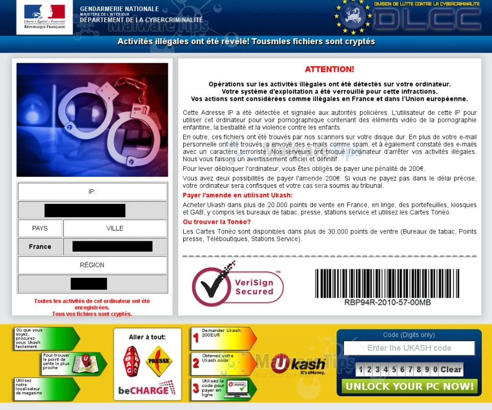 Division de Lutte Contre la Cybercriminalité  Ukash virus