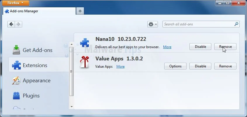 [Image: Nana10 Toolbar Firefox extension]
