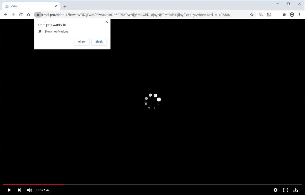 Image: Chrome browser is redirected to Cmol.pro