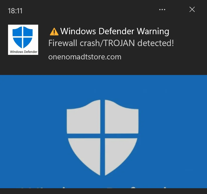How To Remove "Windows Defender Warning" Pop-up Scam 1 Image: Windows Defender Warning pop-up ads
