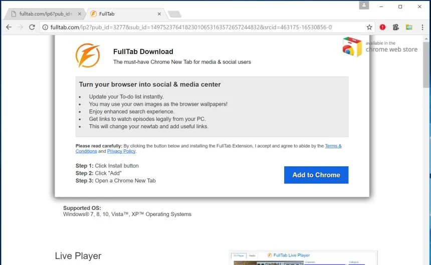 Fulltab.com redirect virus