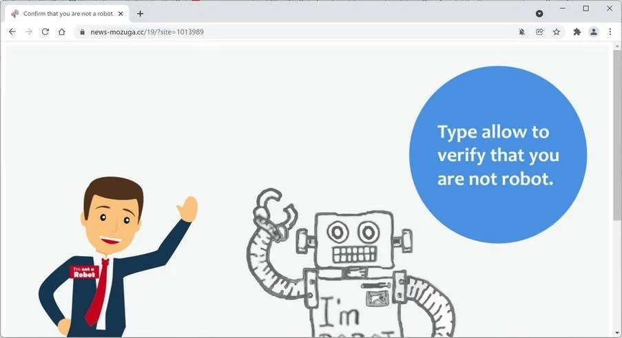 Image: Chrome browser is redirected to News-mozuga.cc