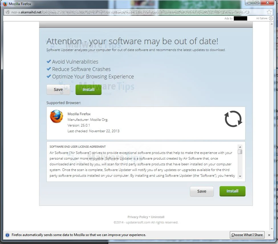 [Image: Attention - your software may be out of date virus]