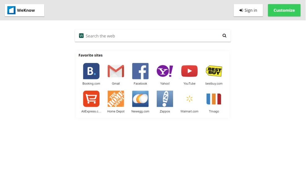 Image: Chrome browser is redirected to the Weknow.start.me site