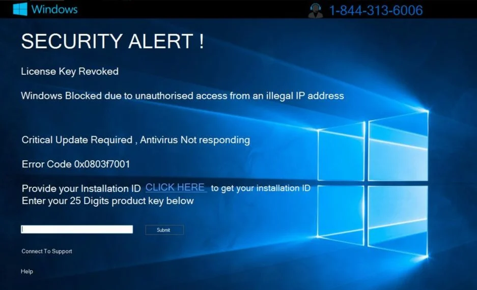 Image License Key Revoked - Tech Support Scam