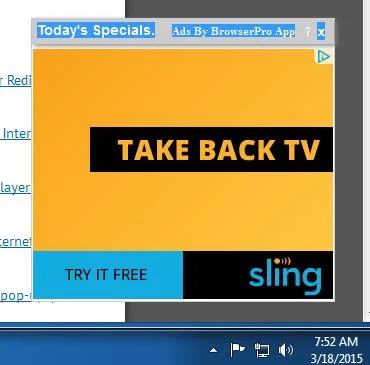 Ads by BrowserPro App virus