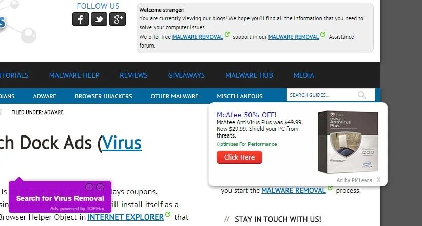 Ads by PMLeads adware