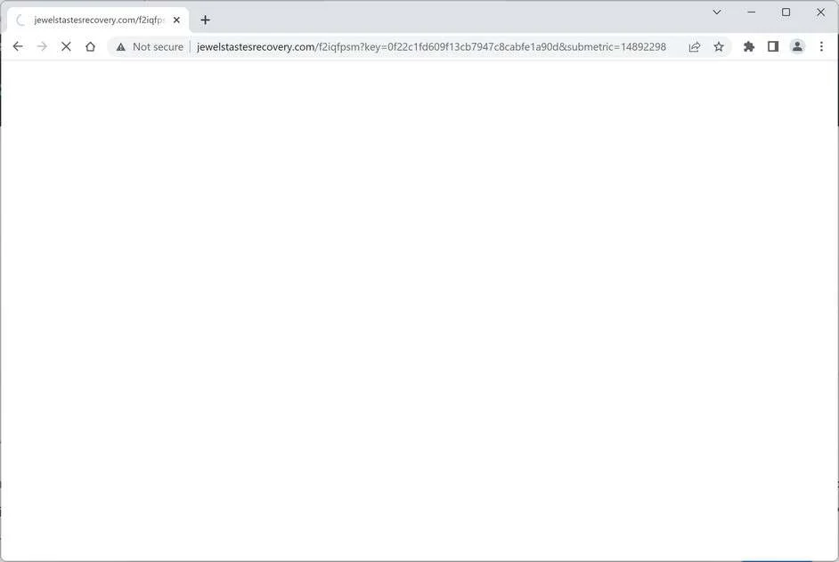 Image: Chrome browser is redirected to the Jewelstastesrecovery.com site