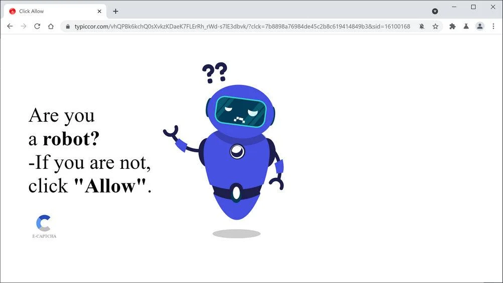 Image: Chrome browser is redirected to Typiccor.com