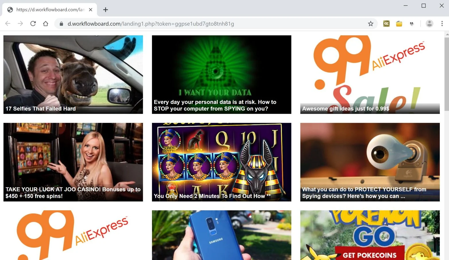 Image: Chrome browser is redirected to ndfoe.Workflowboard.com