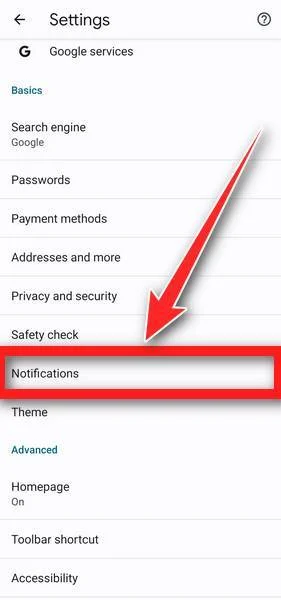 Tap on Notifications