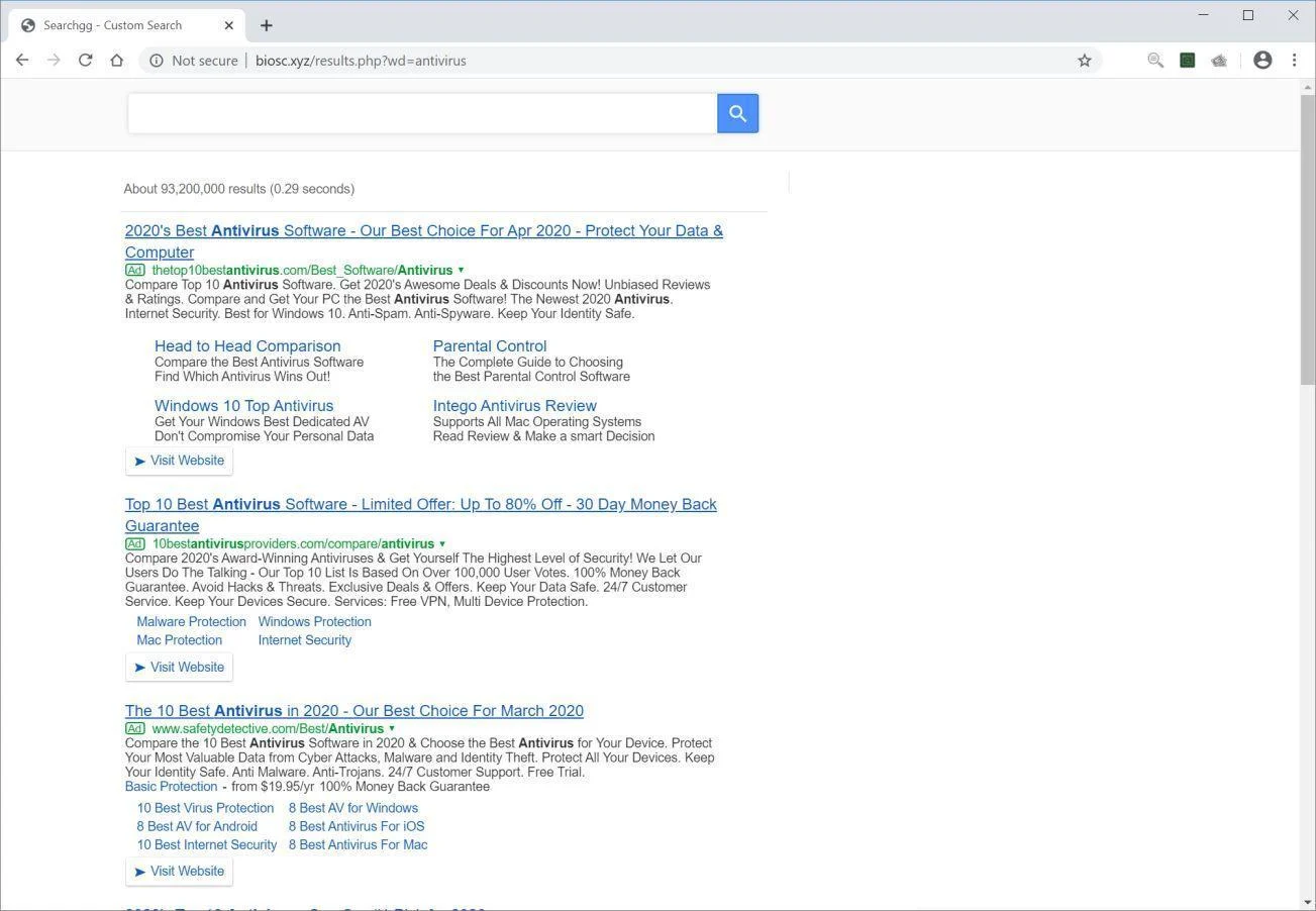 Image: Chrome browser is redirected to Biosc.xyz