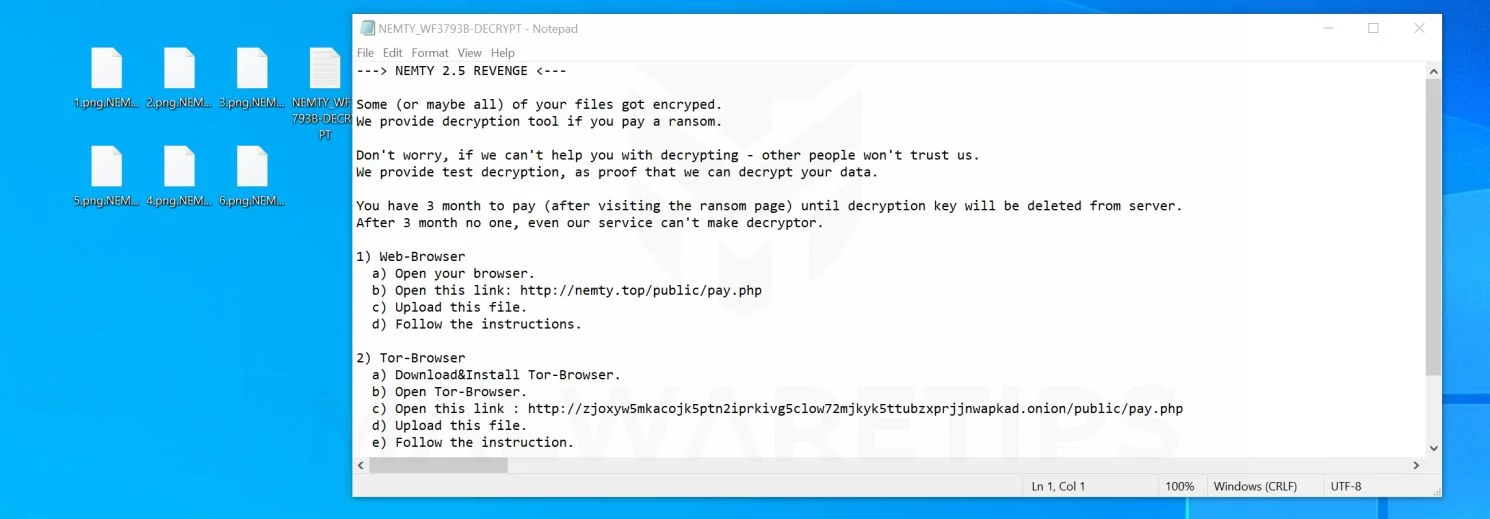 Remove NEMTY 2.5 REVENGE ransomware (Virus Removal Guide) 1 Image: NEMTY 2.5 REVENGE ransom note