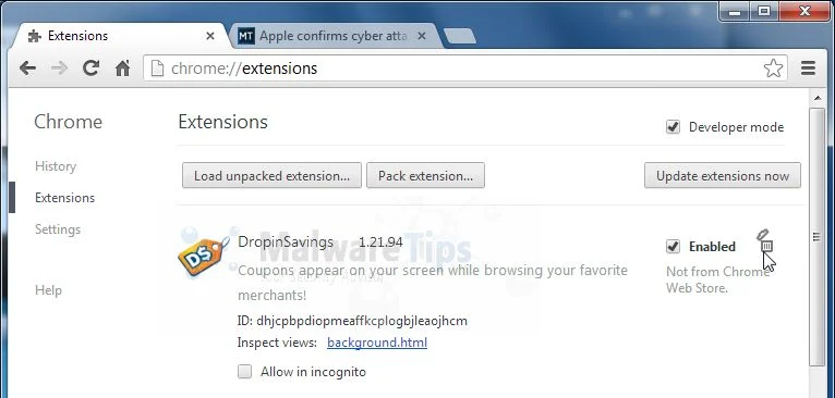 [Image: DropInSavings Chrome extension]