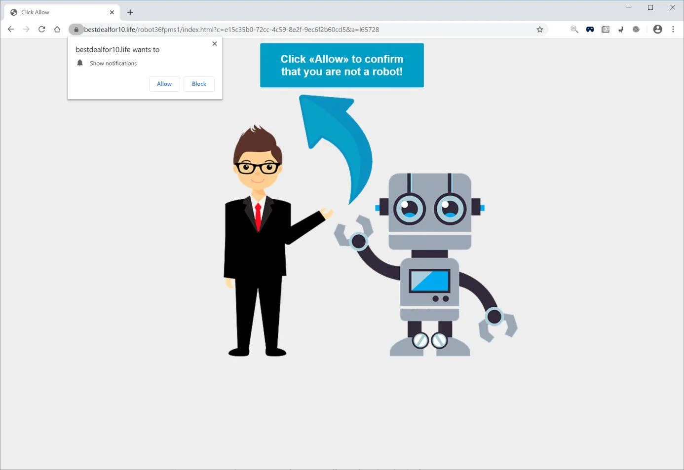 Image: Chrome browser is redirected to Bestdealfor10.life