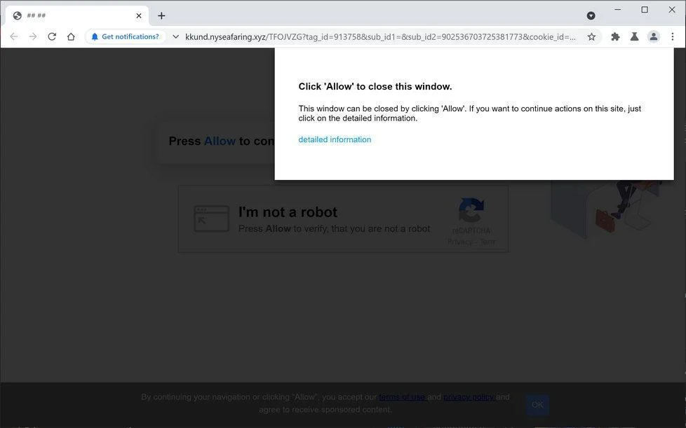 Remove Nyseafaring.xyz pop-up ads (Virus Removal Guide) 1 Image: Chrome browser is redirected to Nyseafaring.xyz