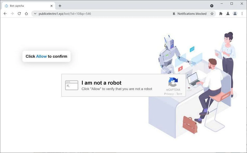 Image: Chrome browser is redirected to Publicelectro1.xyz