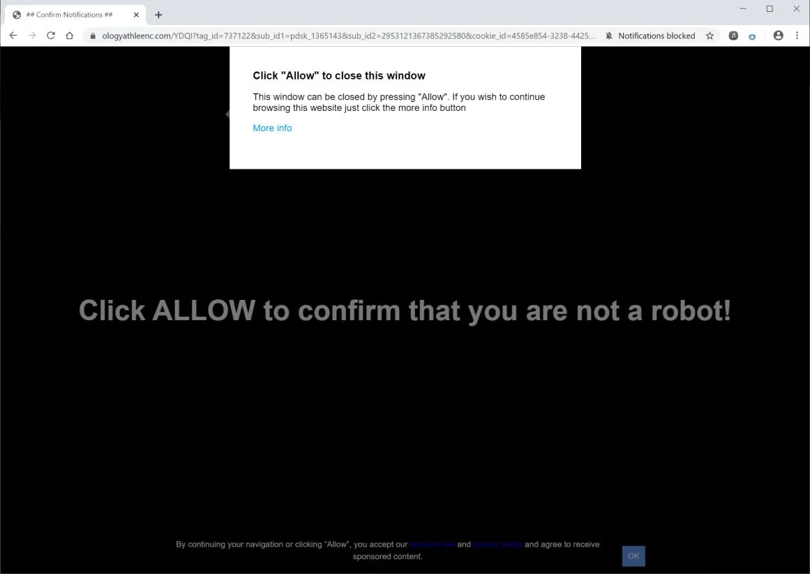 How to remove Ologyathleenc.com pop-up ads (Virus Removal Guide) 1 Image: Chrome browser is redirected to Ologyathleenc.com
