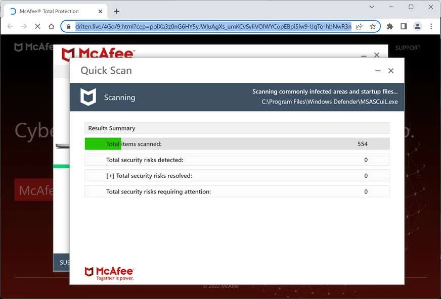 Image: Chrome browser is redirected to Driten.live